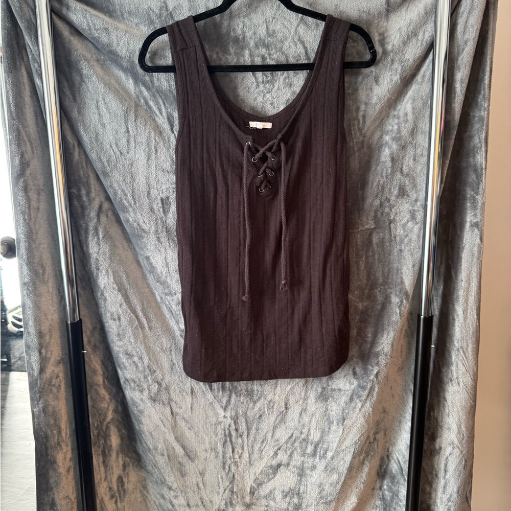 Black Lace-Up Women's Top